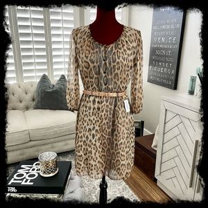 CREMIEUX - animal print dress with cork belt NWT